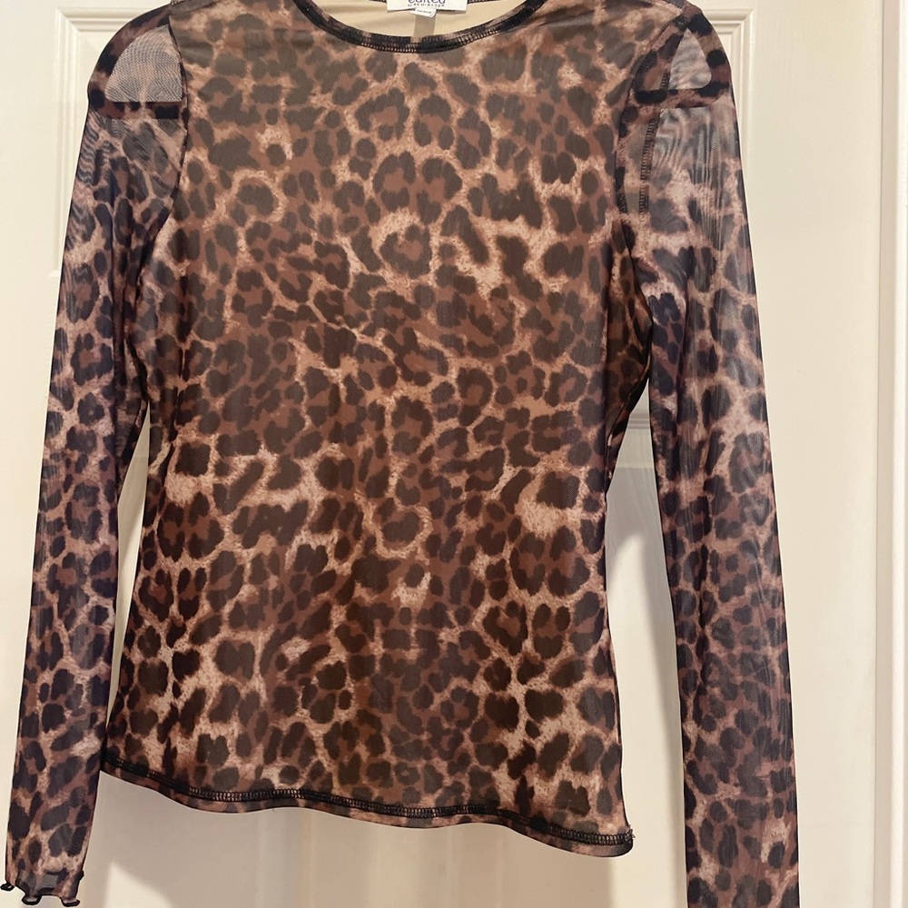 Edited Leopard Print Mesh Long Sleeve Top Y2K 90’s core